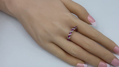 Kerra S Shape Pink & Clear CZ Half Eternityl Ring | .8ct