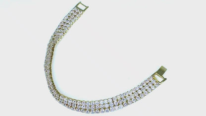 Kim 3 Row Round CZ Gold Tennis Bracelet | 20ct