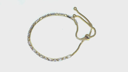 Ivy Radiant & Round CZ Gold Tennis Bolo Bracelet