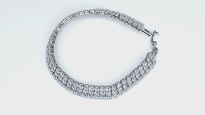 Kim 3 Row Round CZ Silver Tennis Bracelet | 20ct