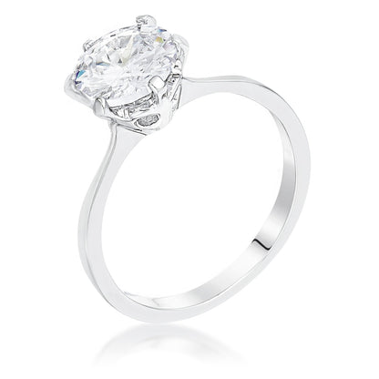 Temila Round Solitaire Engagement Ring |  2ct | Sterling Silver